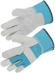 Beschermende handschoenen gemaakt van rundsplitleer, versterkte gripzijde