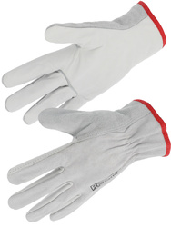 Guanto in pelle di bovino sul palmo. Dorso in crosta. Colore naturale