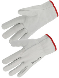 All cow grain leather glove. Natural colour. Elasticated back.