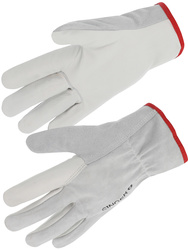 Guanto con palmo e dorso in crosta di cuoio bovino. Elastico sul dorso