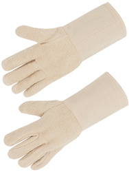 Medium weight terrycloth glove. 15 cm canvas gauntlet.