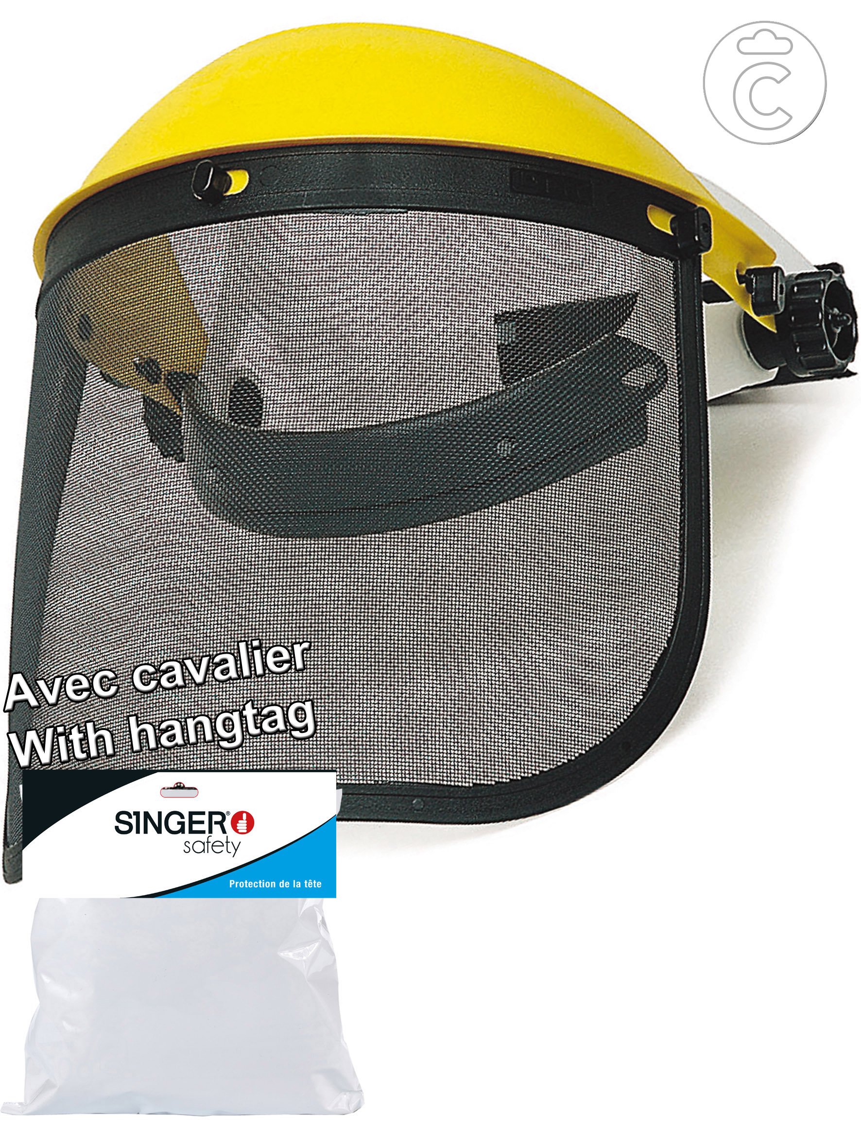 CASQUE ANTI BRUIT AVEC VISIERE GRILLAGEE DE PROTECTION RELEVABLE