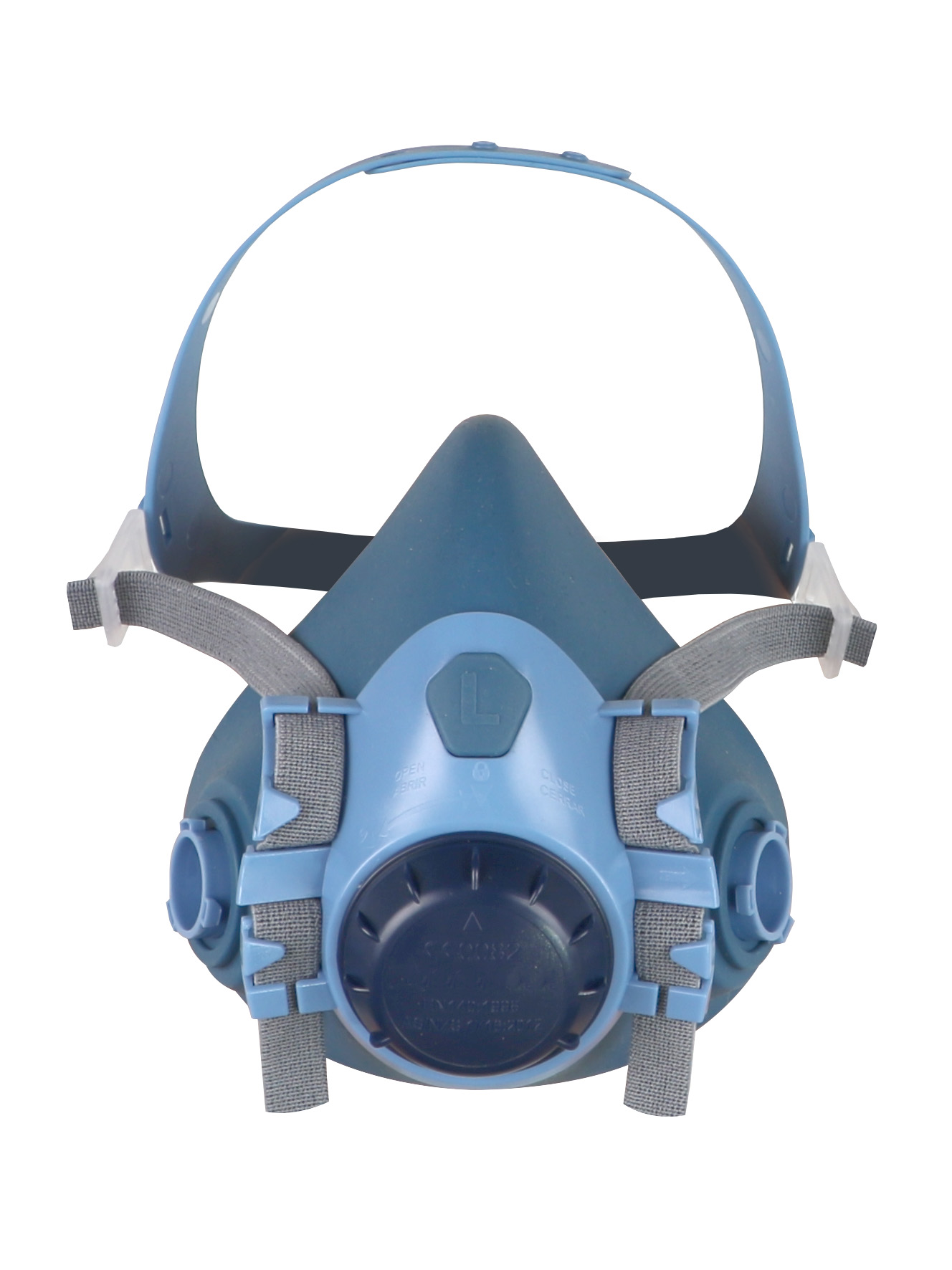 Article - Demi-masque respiratoire en silicone. Conçu pour adapter 2  filtres à baïonnette