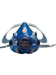 Silicone respiratory half-mask. Designedto fit two bayonet filters
