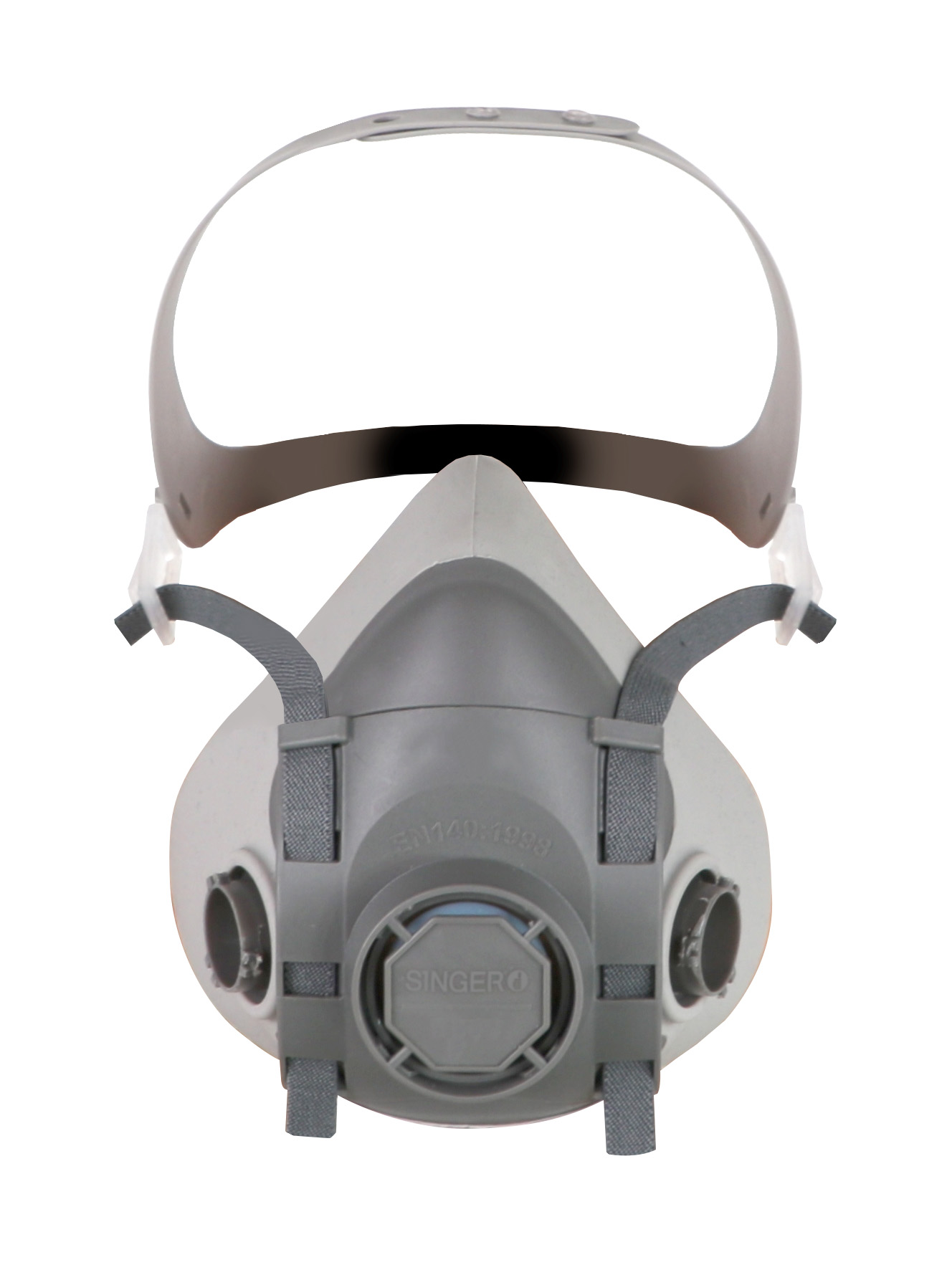 Article - Demi-masque respiratoire en TPR. Conçu pour adapter 2 filtres à  baïonnette