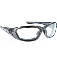 Safety spectacles with detachable foam seal. Ultra-enveloping. Clear lenses.