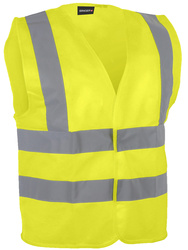 High visibility vest. 100% polyester. Hook-and-loop fastener, 4 tapes