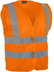 High visibility vest. 100% polyester. Hook-and-loop fastener, 4 tapes