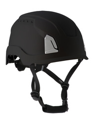 Unventilated protective black helmet. Inner shell in EPP.
