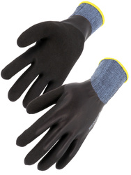 Seamless knitted glove. Double latex coating.