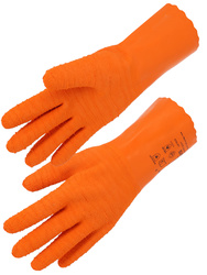 Latex-Handschuhe. 310 mm voll beschichtet. Träger aus genähter Baumwolle.