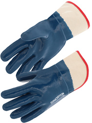Nitrile glove. Heavy coating. Fully coated. Safety cuff.