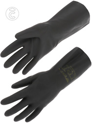 Handschuhe aus Latex/Neopren-Gemisch. Ohne Träger. Mit Baumwolle beflockt.