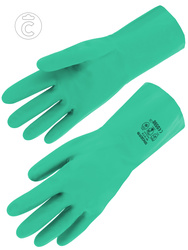 Nitril-Handschuh ohne Träger. Mit Baumwolle beflockt. Länge 330 mm.