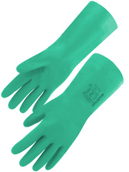 Unlined nitrile glove. Length 330 mm.Thickness 0.38 mm. Type A: AJKLMNO