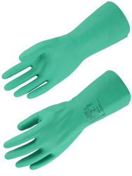 Nitril-Handchuh ohne Träger. Mit Baumwolle beflockt. Länge 330 mm