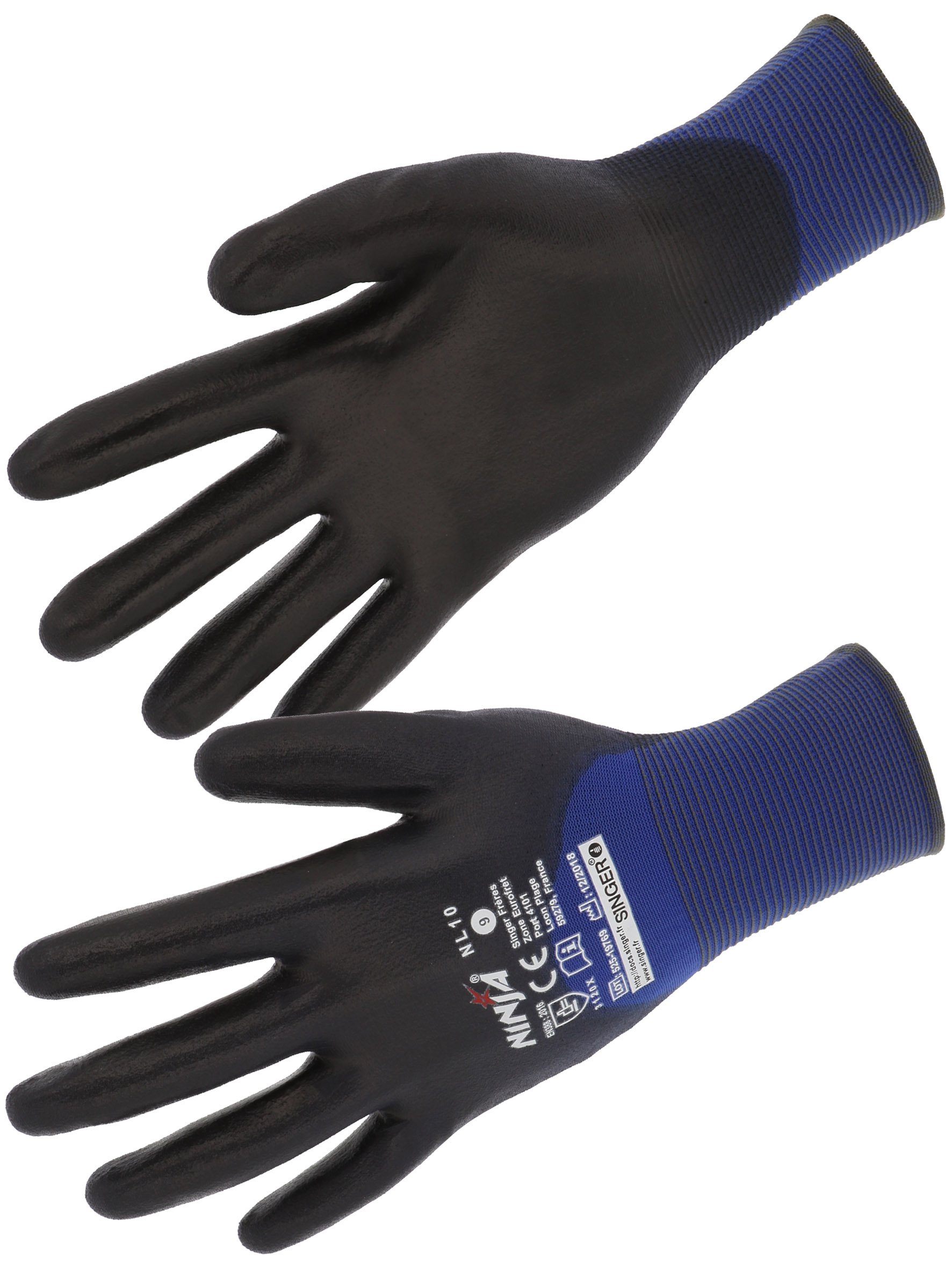 Gants professionnels en tricot fin PU Nylon fin blanc, M