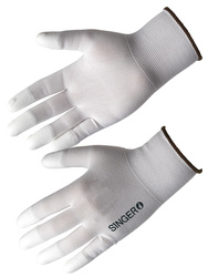 Luva com PU nas extremidades dos dedos.Suporte poliéster. Calibre 13.