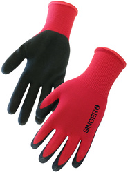 Foam latex glove. Polyester liner. Openback. 13 gauge.