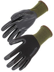 Nitrile glove. polyamid support. Seamless knitted. Gauge 13