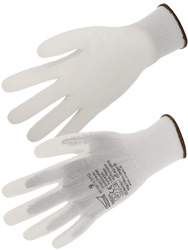 Polyurethan(PU)-Handschuhe. Nahtloser Polyester-Träger. Gauge 13 gestrickt.