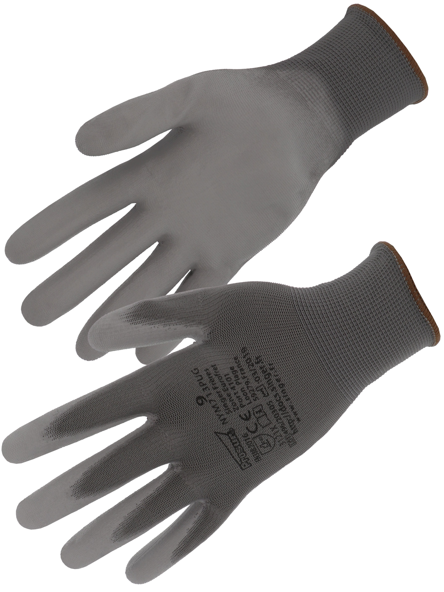 Gants gris de manutention légère polyester enduit polyuréthane T 9