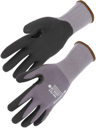 Nitrilschuim-handschoenen. Vestevigd tussen duim en wijsvinger
