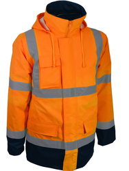 4x1 high visibility parka, 100% polyester Oxford 300D, coated TPU
