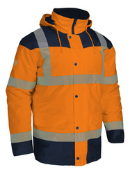 Kurtka typu parka. Na niekorzystne warunki pogodowe. Odziez o intenesywnej widz