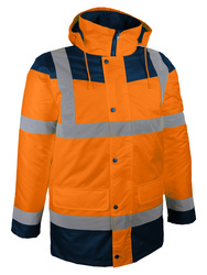 Foul weather high visibility parka. Polyester lining.