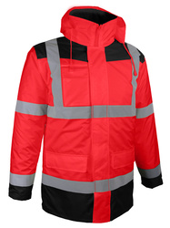 4x1 high visibility parka. With detachable long sleeves vest. Red/blue
