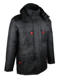 Warm winter parka. Polyester outshell with PU coating.