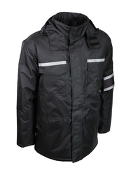 Warm winter parka. Polyester outshell with PU coating.