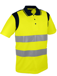 Gelbes Poloshirt. Warnschutz. 100 % Birdseye-Polyester 150 gm2.
