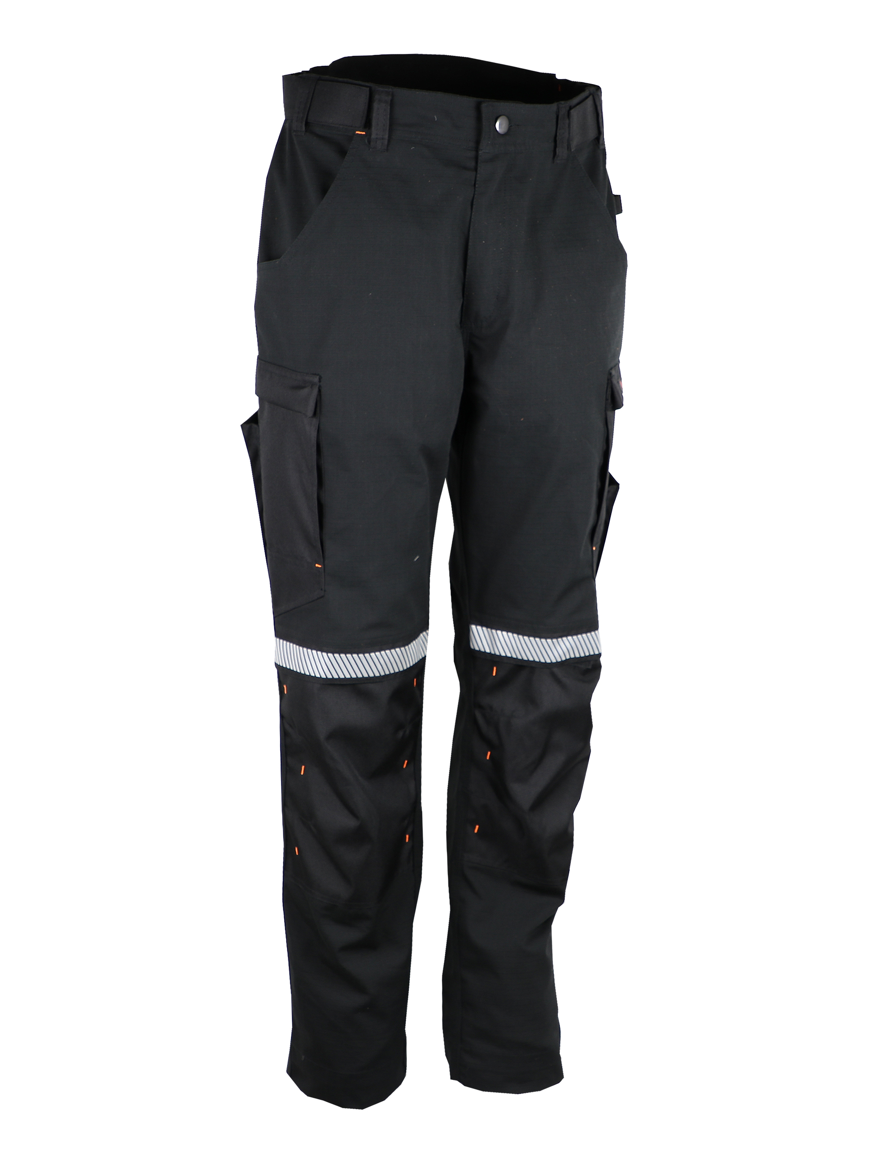 Item Ripstop work trousers. Cotton polyester/elastane 280 gsm. Black and  grey.