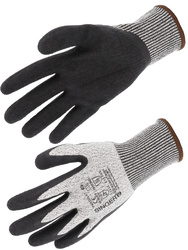 Guanto in PEHD. Taglio D. Palmo rivestito in lattice. Calibro 13