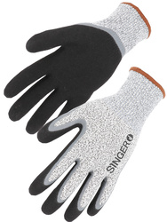 Cut D. PEHD glove. Double nitrile coating palm. ventilated back. 13 gauge.