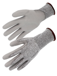 HDPE-Handschuhe. Schnittschutz D. Innenhand mit Polyurethan (PU) beschichtet.