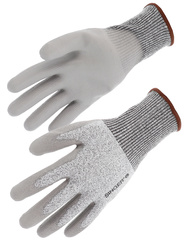 HDPE-Handschuhe. Schnittschutz C. Innennhand mit Polyurethan (PU) beschichtet.