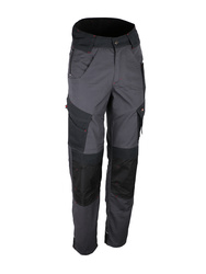 Pantalon polyester/coton (65/35), 280g/m². Gris Anthracite/noir/rouge.