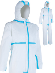 Chemical protective coverall. Non-wovenSMS fabric. 55 gms.