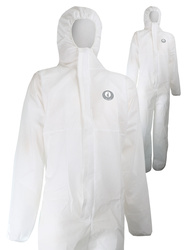 Chemical protective coverall. Type 5 & 6. 55 gms. Serged seams