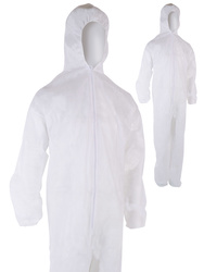 Minor risk coverall. 35 gsm non-woven polypropylene.