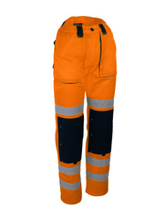 High visibility work trousers. Polyester/cotton 245 gsm.