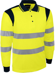 Gelbes Poloshirt. Warnschutz. 100 % Birdseye-Polyester 150 gm2.