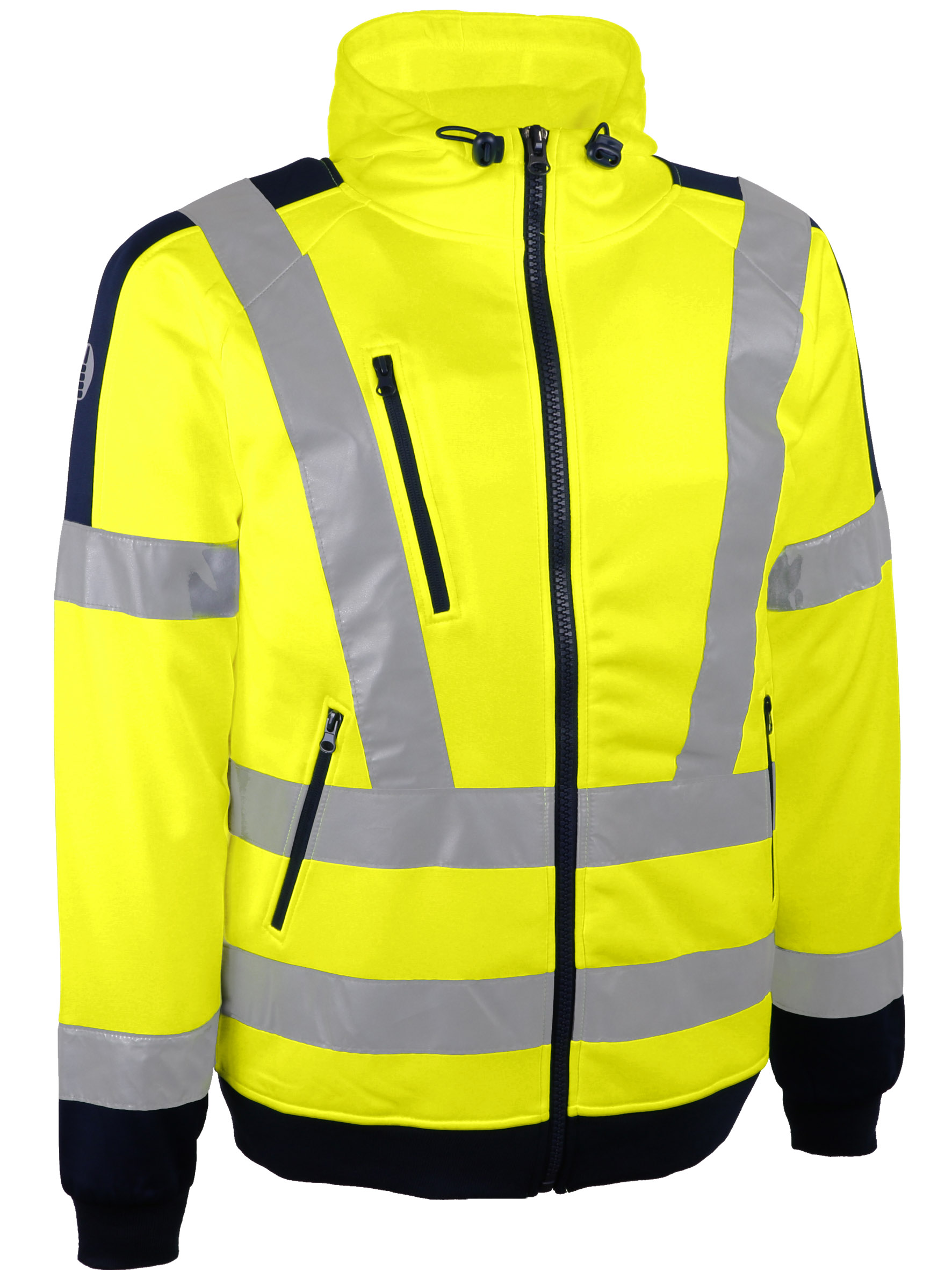 Sweat-Shirt de sécurité à capuche Fluo jaune - bandes rétro | Primevere1