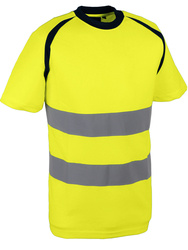 Gelbes Warnschutz-T-Shirt 100 % Birdseye-Polyester 150 gm2.
