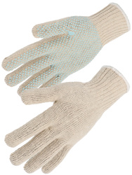 Handschuhe aus Polyester/Baumwolle, Innenhand mit P.V.C-Punkten.