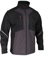 Arbeitsjacke Softshell. 96% Polyester und 4% Elastan, PU-Beschichtung, 320 g/m²