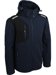 Veste softshell. 94% polyester et 6% élasthanne, 300g/m².